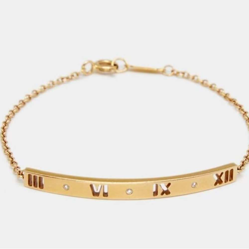 Tiffany & Co. Atlas Pierced Bar Diamond 18 K Rose Gold Bracelet